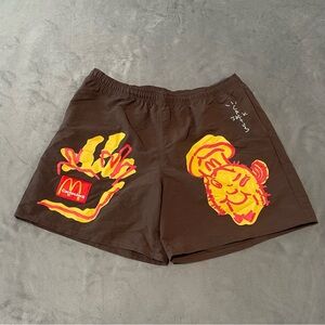 Travis Scott McDonalds Shorts Mens XL Brown Cactus Jack Nylon Illustration